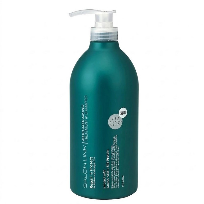 熊野油脂 SALON LINK 藥用氨基酸蠶絲蛋白修護洗髮精 1000ml, 1個, 1L