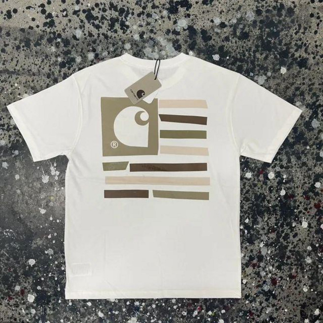 Carhartt 純棉印花 T 恤 男女皆宜 夏季寬鬆 圓領柔軟 重磅, 白色,XL