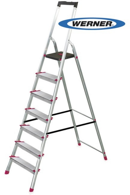 WERNER 美國穩耐安全鋁梯-L237R-2 鋁合金大平台7階家用梯, 1個
