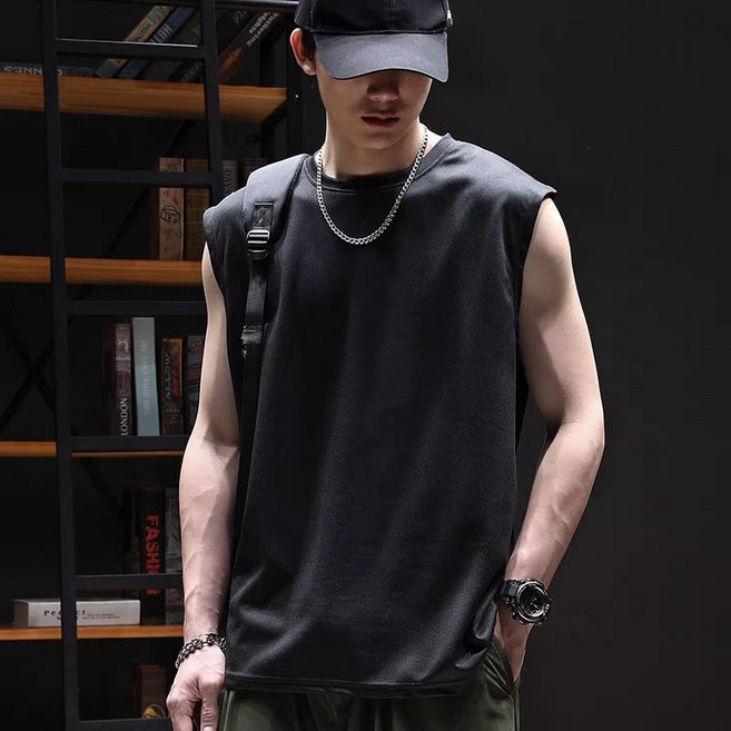 冰絲背心男 夏季薄款透氣無袖T恤