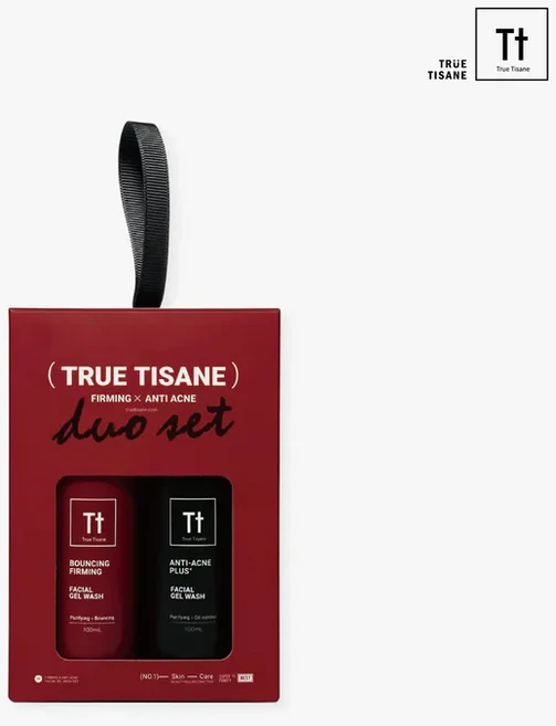 TRUE TISANE 四色潔面凝露 黑紅款 抗痘+澎潤潔面凝露禮盒, 2個, 100ml