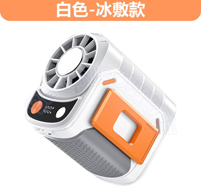 高速掛腰風扇 USB隨身攜帶式風扇 强勁風力 挂脖風扇 LED數顯電量 多功能風扇, 三代升級冰敷款-6000毫安【白色】