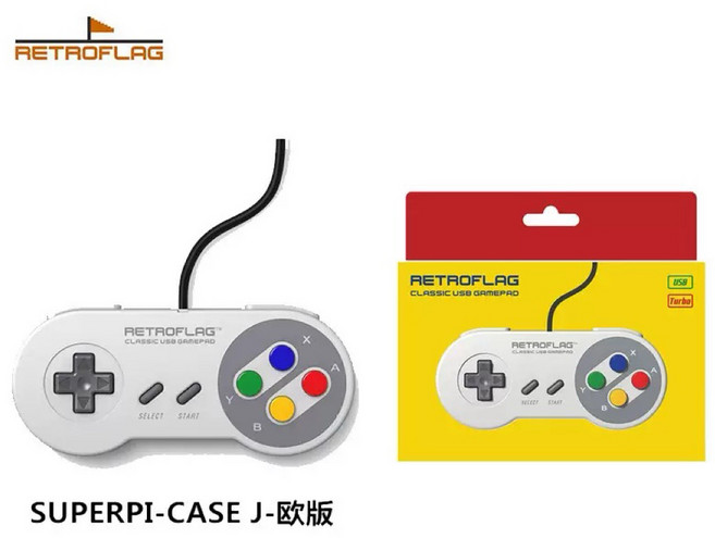 Retroflag SUPERPI CASE J歐版 超任外型 有線手把 搖桿 SWITCH PC 復古遊戲手柄, 1個, 灰色