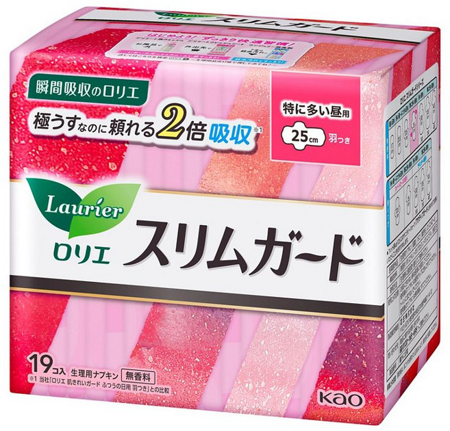 【日本花王】 Laurier 零觸感薄型 量多日用衛生棉 無香, 25 cm, 19枚入, 1包