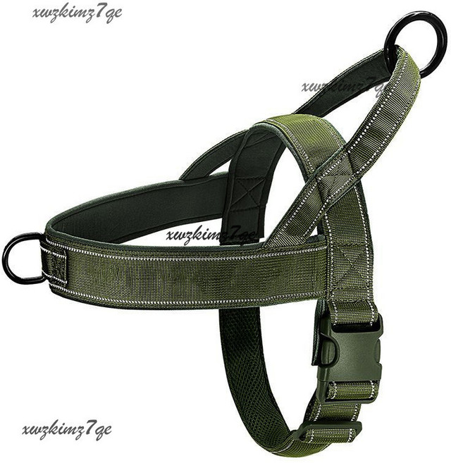 中大型犬 馬鞍型胸背帶 防暴衝 牽引繩 狗背帶, 軍綠色胸背,L 建議體重23-37kg, 1個