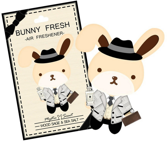 BUNNY FRESH 邦尼兔香氛卡空氣清新劑 代理商正貨 持久清新, 1個, 鼠尾草與海鹽 SAGE&SEA SALT