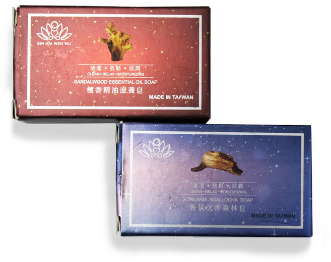 SIN HOI WEN WU 檀香沉香皂組合 植物萃取 溫和潔淨 肌膚柔嫩光滑 禮盒裝 (兩入組 單顆100g), 1個, 100g