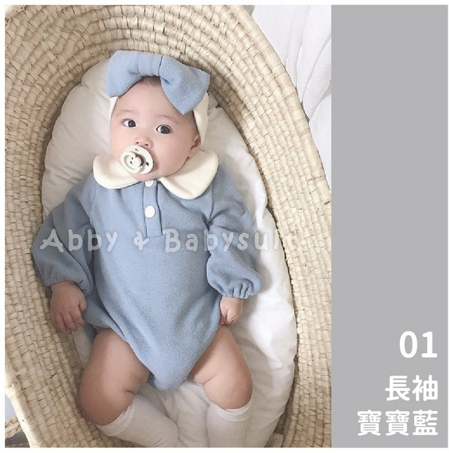 日系女寶長袖包屁衣 含髮帶 公主套裝
