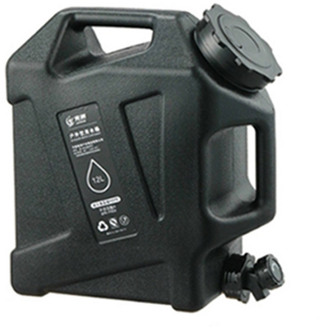 12L 戶外露營儲水桶 雙提把設計 食品級 HDPE, 黑色, 1個