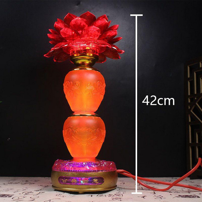 琉璃蓮花燈 插電LED佛堂供燈 長明燈, 13020紅一對, 1個
