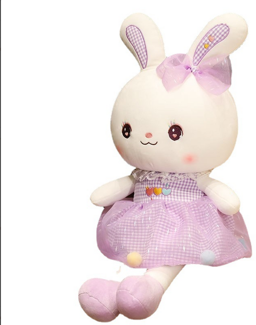 可愛兔子毛絨玩具公仔, 七彩兔 - 紫色, 1個, 65cm