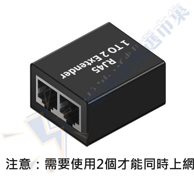 電池哥 RJ45網路線延長接頭 網路分線器 雙通頭 網路延長器 穩定訊號傳輸, 1個, R01 一分二(需使用兩個)