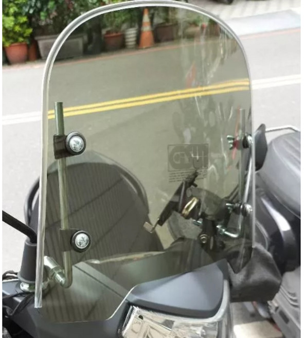 迪爵 機車風鏡 胖迪 擋風鏡 附腳架螺絲包組, 1個, 茶色