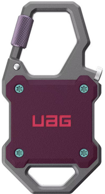 【GS 3C】 UAG 安全螺旋鎖扣式 登山扣 適用AirTag 1/2代 防刮防塵 保護殼 可當開瓶器 堅固耐用 防水 鑰匙圈 防丟器保護, 紫色, 1個