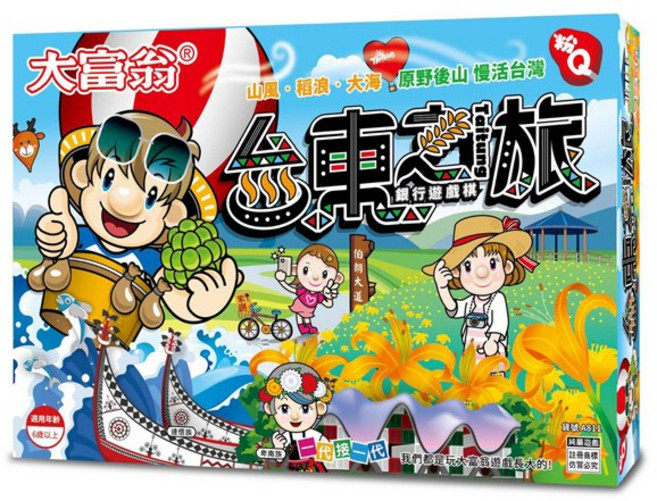大富翁 銀行遊戲盤 世界之旅 經典款 兒童桌遊, 1個, 台東之旅-粉Q版A811