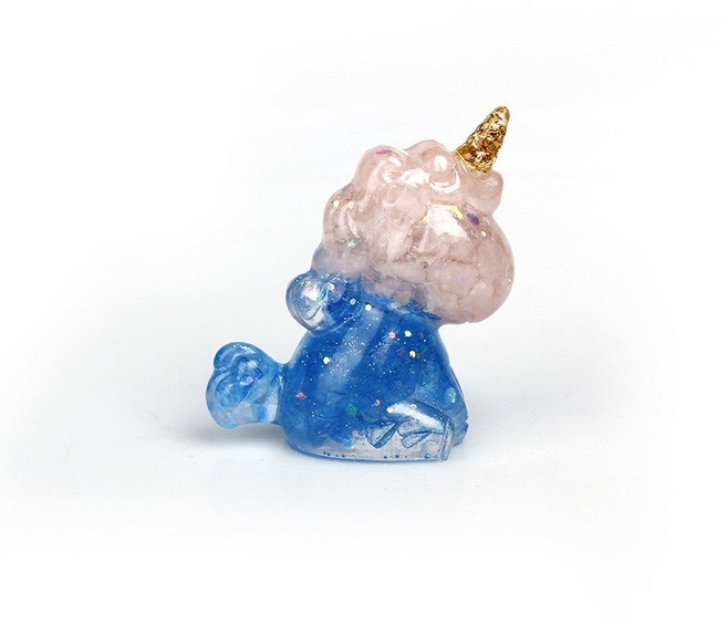 念念不忘 水晶彩虹小馬擺飾 能量晶石擺件 招財風水裝飾 5.5x5x3CM, 水晶彩虹小馬擺飾-粉水晶+海藍寶