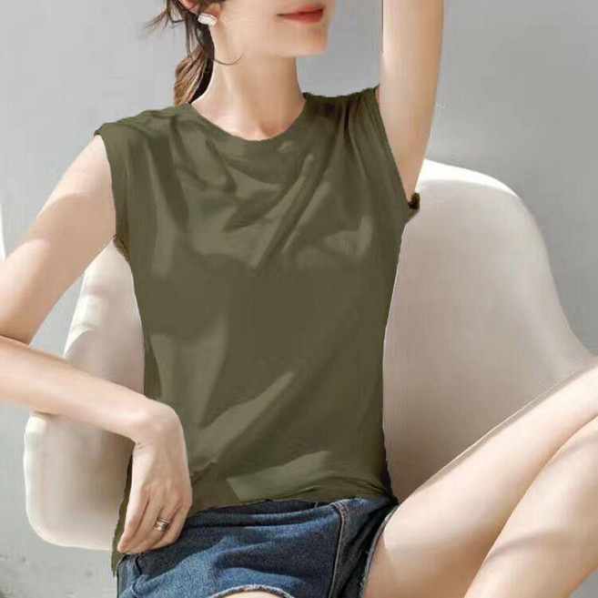 無袖上衣 圓領背心 女夏 學生百搭 顯瘦兩件裝