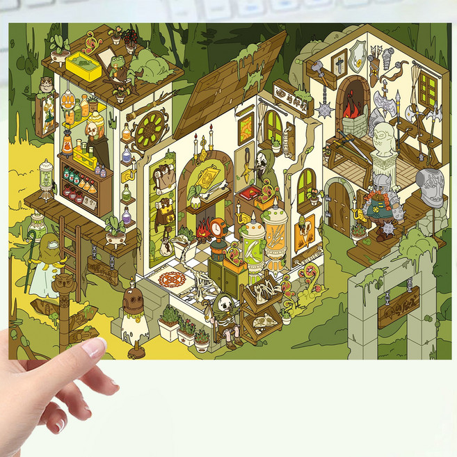 ibooooo 新款3D立體小屋造景貼紙 免剪透明PET, 失落之地造景 - 4pcs, 1個