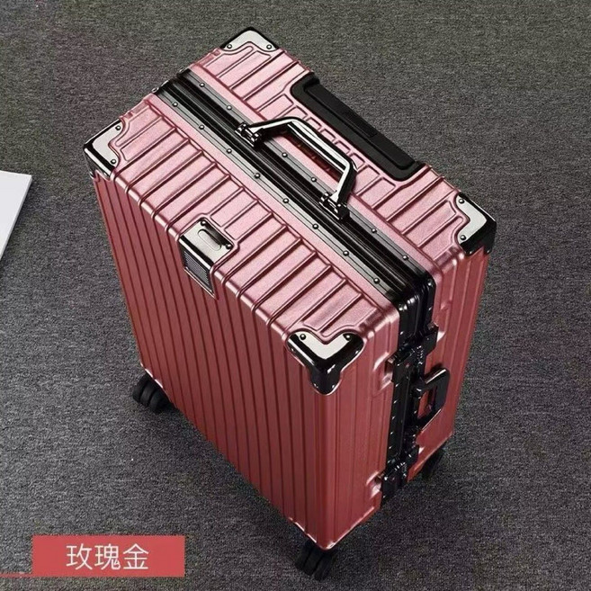 行李箱 萬向輪 大容量 密碼箱, 1個, 玫瑰金【升級鋁合金框加固箱體】22寸【剛需尺寸】