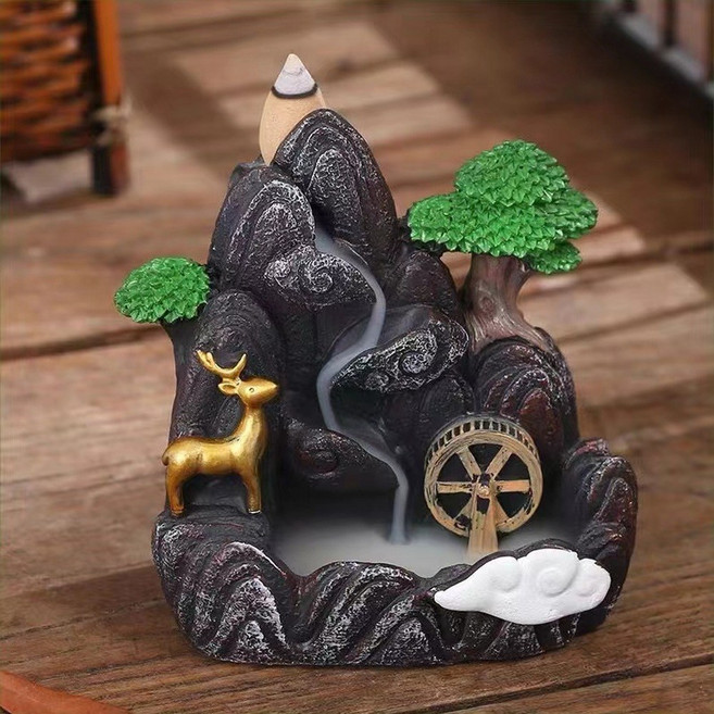 倒流香爐 樹脂 禪意 香薰擺件 細水長流, 一鹿高升