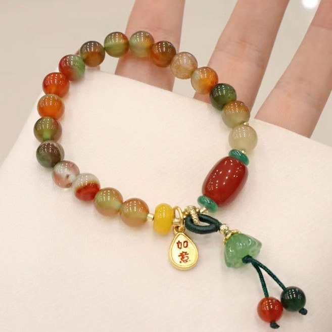 Sun_Plus 如意蓮蓬吊墜手鍊 好事連連串珠手串 新中式復古風格 女生百搭飾品