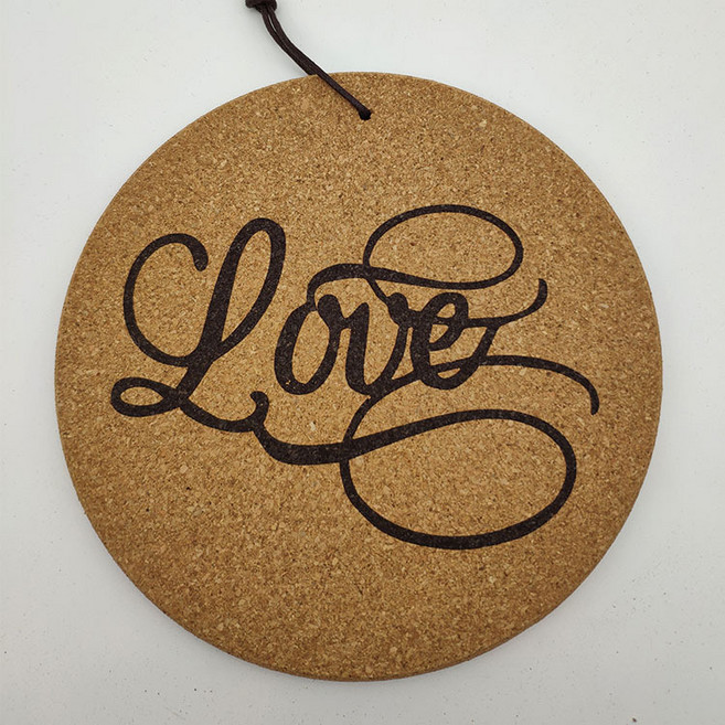 軟木杯墊 隔熱墊 餐桌墊 鍋墊 防燙墊 碗墊, 大號19cm軟木墊 - LOVE, 1個, 如圖所示