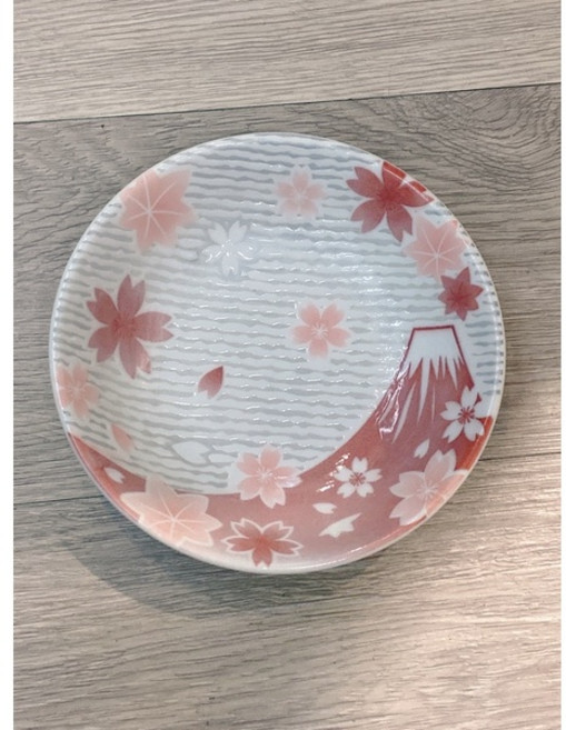 日本製 富士山櫻花 緣起 富士山系列 赤/青, 6吋 淺鉢:16.5*4cm(赤), 1個