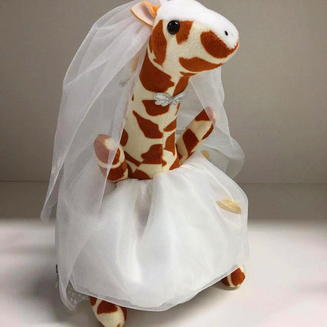 YYTY 新娘款長頸鹿毛絨玩具公仔, 新娘款, 1個, 25cm