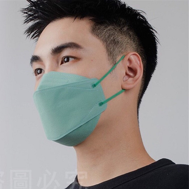 YOKUMASK 友惠船型立體口罩單片包裝 韓版KF94立體口罩, 活性碳-慕光綠, 1個, 20片
