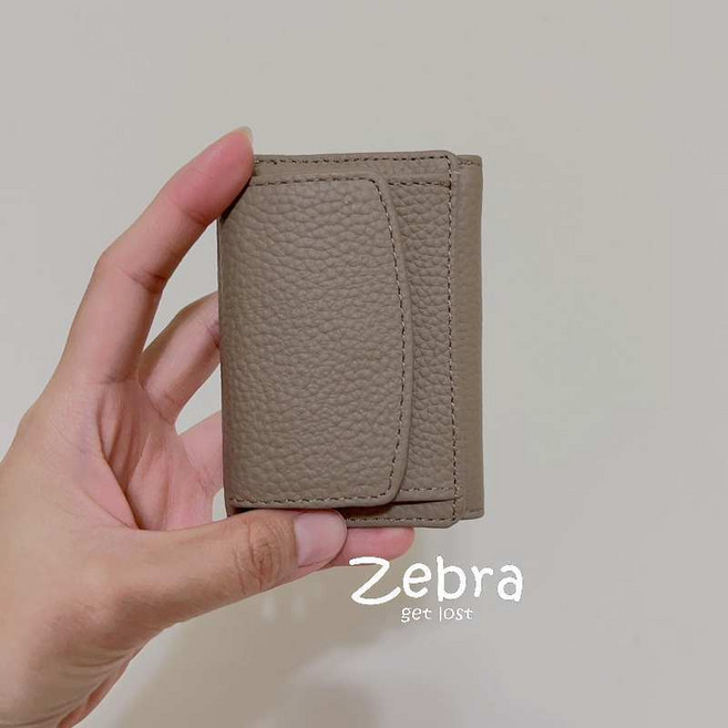 真皮三折迷你短夾