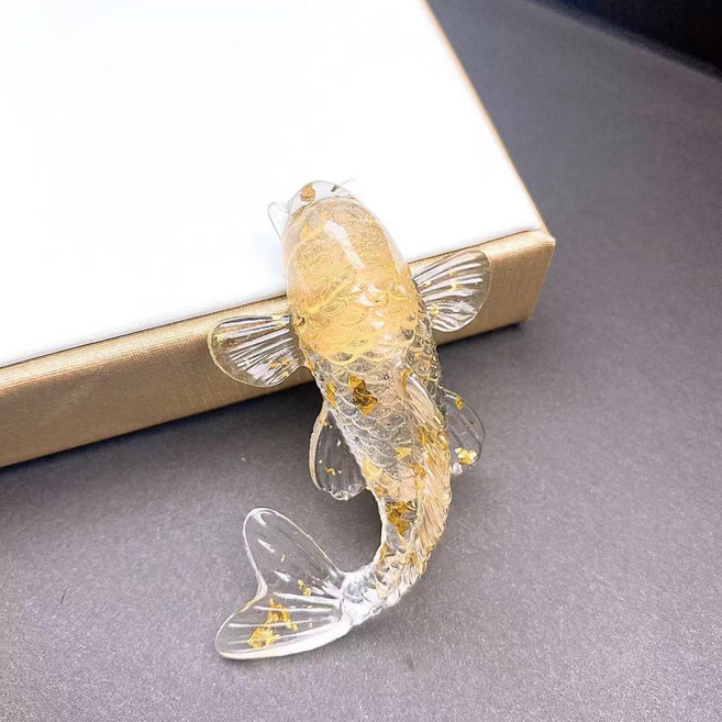 七彩魚造型擺件, 白水晶, 1套