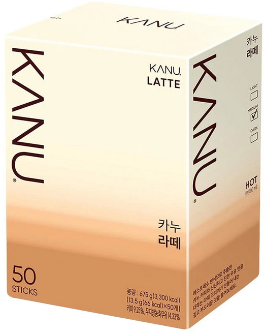 KANU 漸層奶香拿鐵咖啡, 13.5g, 50條, 1盒
