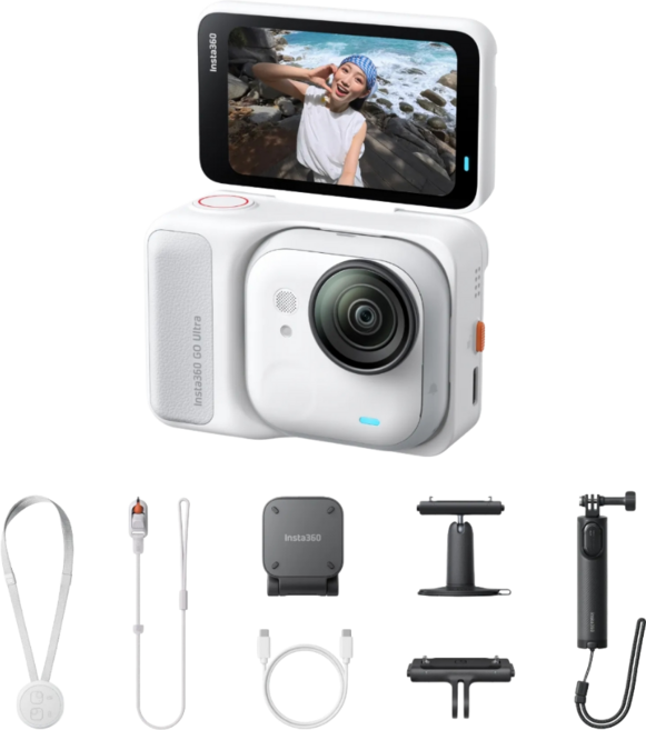 Insta360 GO Ultra 迷你輕巧4K運動相機 解放雙手 磁吸固定 AI智慧編輯, 白色, 創作者套裝
