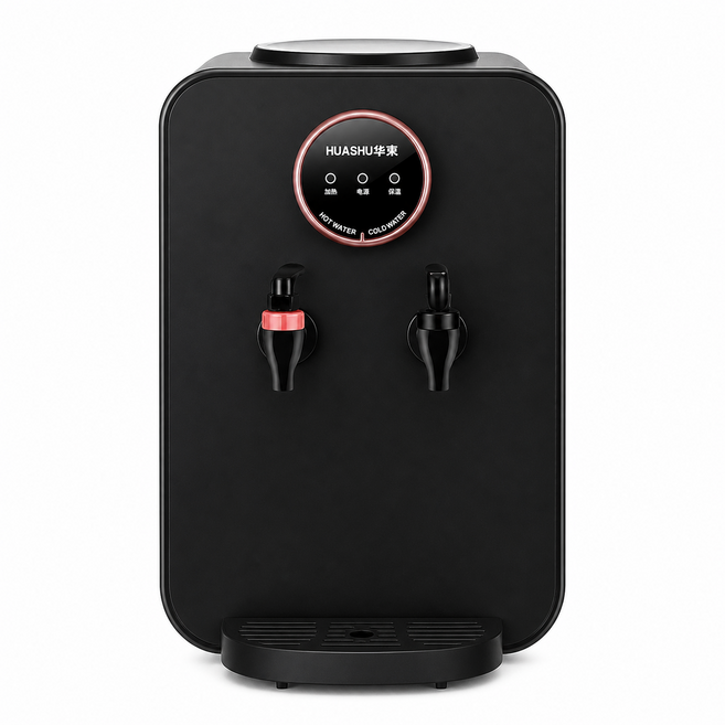 HUASHU HS20 冰溫熱飲水機 桌面小型 桶裝水直上 雙龍頭取水, HS-20黑色+外貿版+-冰溫熱