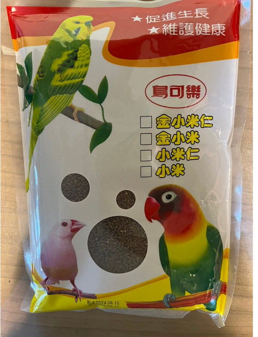 鳥可樂/無殼細多/無殼細豆/細豆仁/鸚鵡飼料/鳥飼料/中小型鸚鵡飼料/金小米仁/加納利子/雀科飼料/倉鼠飼料/快樂鳥園, 1個, 500g