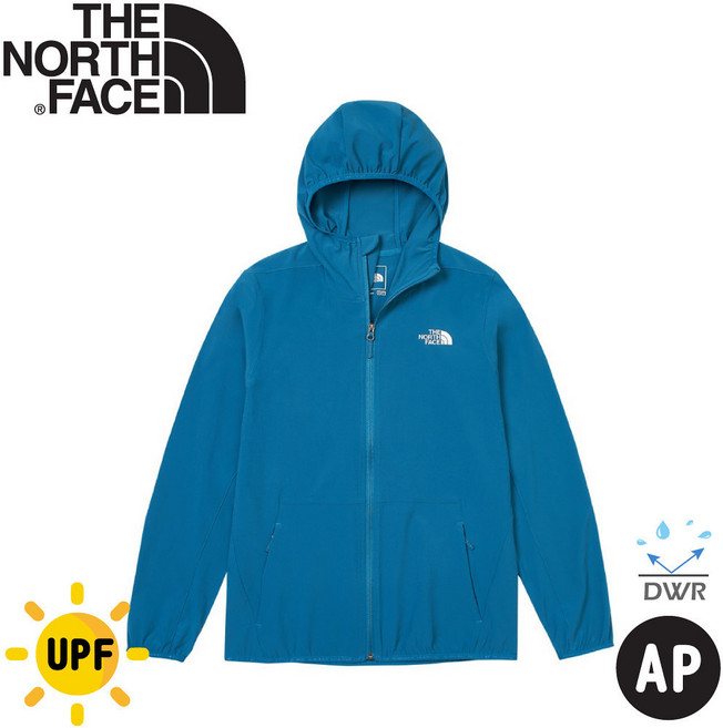 The North Face 美國 男 抗UV防潑連帽外套 AP 藍色