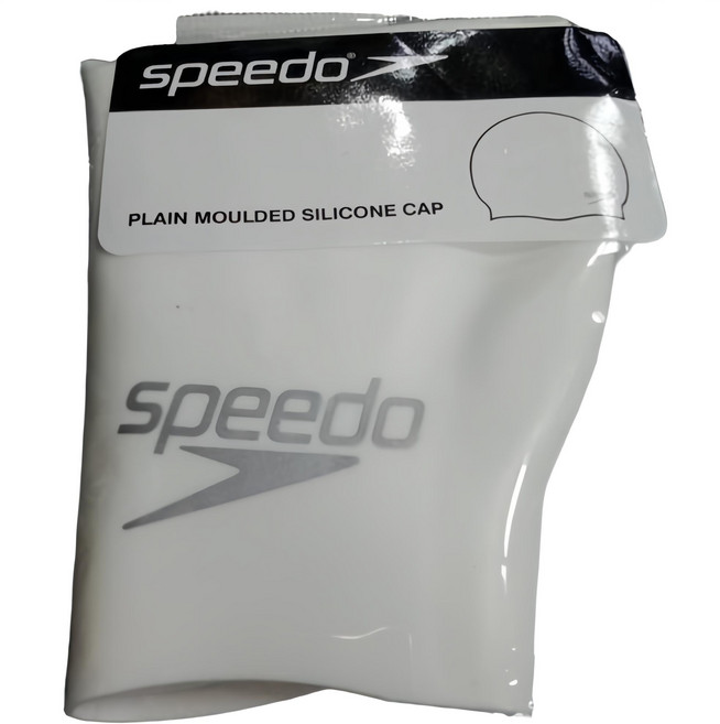 Speedo 成人矽膠泳帽 舒適貼合 耐用 藍色, 白色, 1個