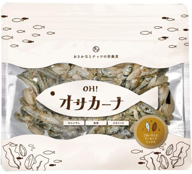 九州小玉 OH! sakana 小魚乾杏仁健康零食, 1個, 芝麻小魚乾&杏仁