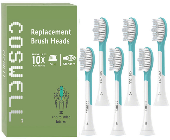 適用於飛利浦Philips 兒童電動牙刷刷頭 適用型號HX6322 滅菌獨立包裝 副廠商品, 1個, 6個裝