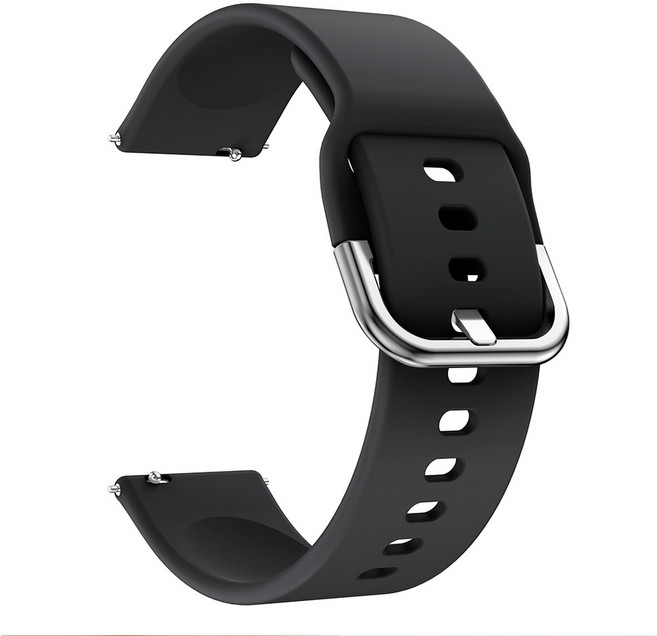 20mm 矽膠腕帶 錶帶 適用於 Haylou LS02 三星 華為 Garmin 小米 華米 Amazfit, 黑色, 1個
