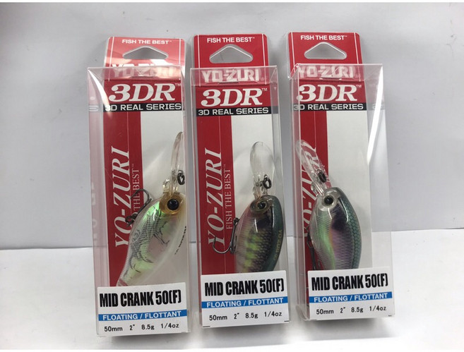 YO-ZURI 3DR MID CRANK 50F 浮水型 擬餌 釣魚配件, 左,單一, 1個