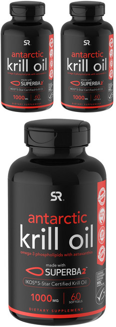 SPORTS RESEARCH Superba2磷蝦油蝦紅素軟膠囊 1000mg, 60顆, 3罐