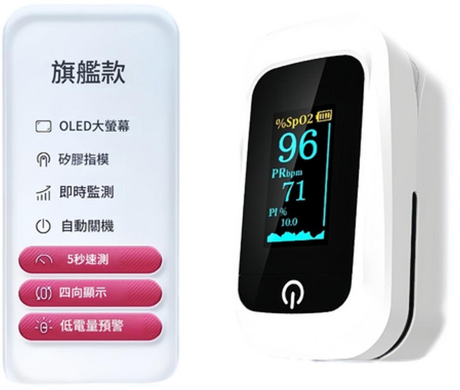 血氧儀 指脈氧檢測 OLED螢幕 5秒速測 指尖式行動血氧機, 1個, 旗艦款 醫用速測 OLED大屏 現貨速發