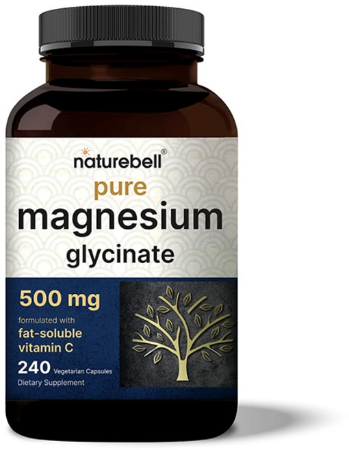 naturebell 純甘胺酸鎂 500毫克 240顆 植物膠囊 搭配脂溶性維生素C, 1個