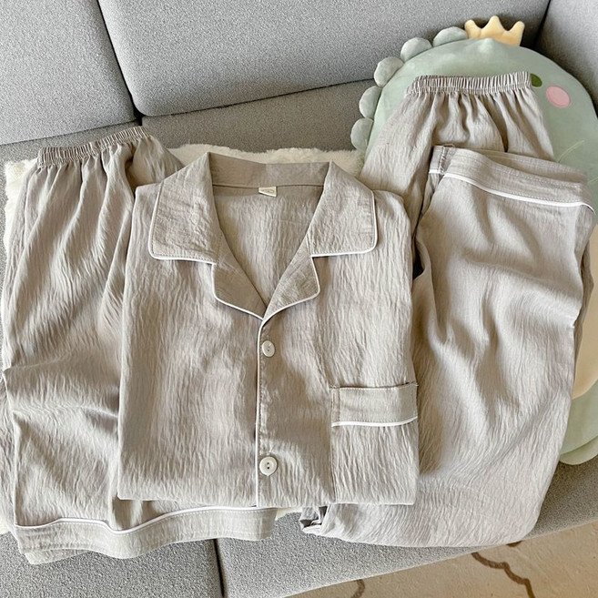 男士純棉紗睡衣家居服套裝