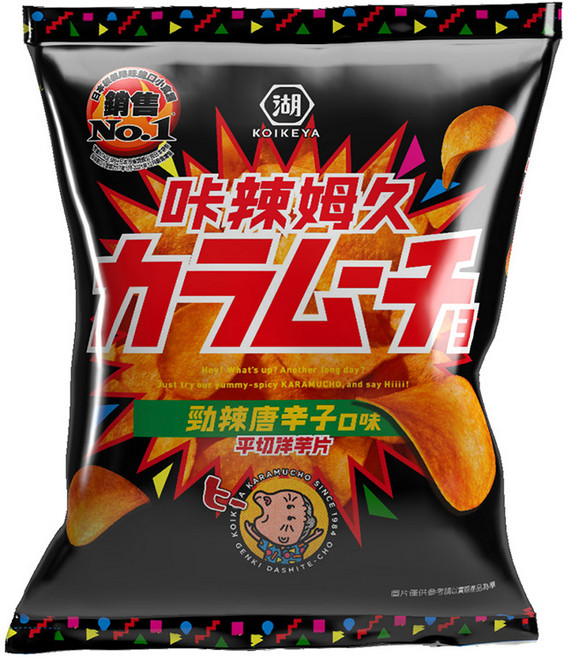 湖池屋 咔辣姆久 勁辣唐辛子 平切洋芋片, 102g, 1個