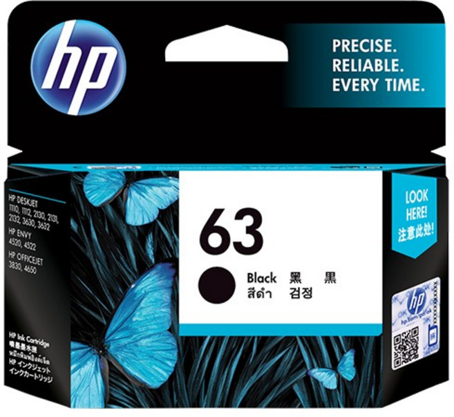 HP 原廠63XL 墨水匣 黑色/彩色 DeskJet/ENVY/OfficeJet 適用, 1個, NO.63, 黑色
