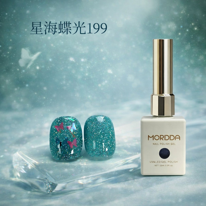MORDDA 香檳月紗028 光療膠 閃粉凝膠 裸色甲油膠, 1個