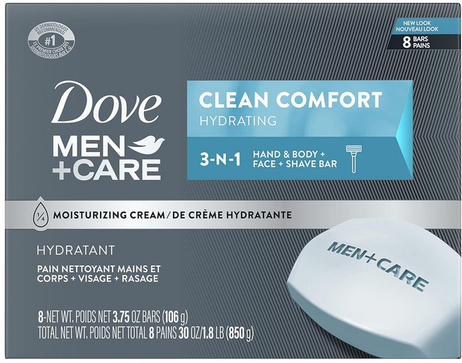 Dove 多芬 男士+呵護 潔淨舒適 保濕 3合1 8入, 1個, 850g