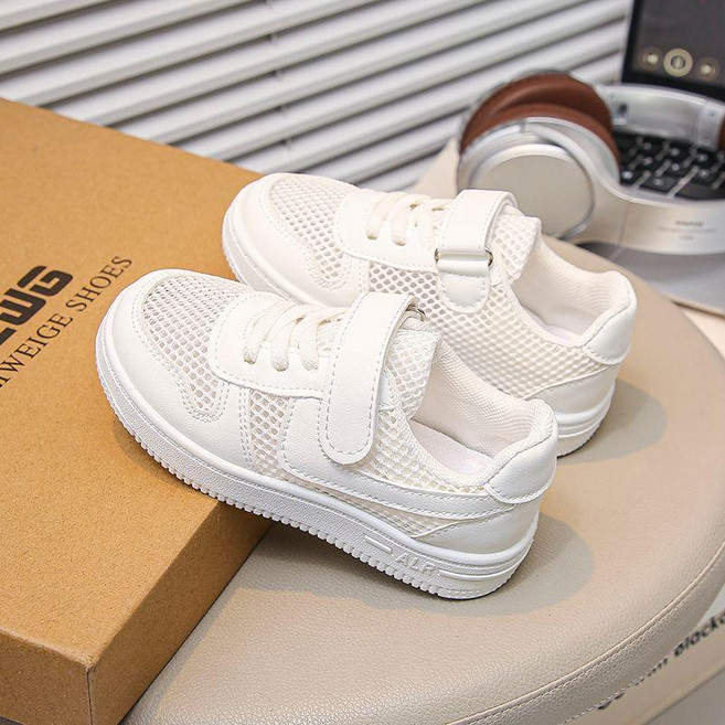 WEIGE SHOES 兒童透氣小白鞋春夏款男女童百搭休閒板鞋